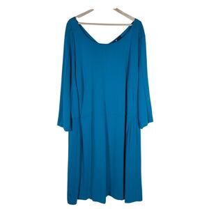 GB X Amanda Uprichard Womens Dress 4X Blue Long Sleeve Scoop Neck Minimalist